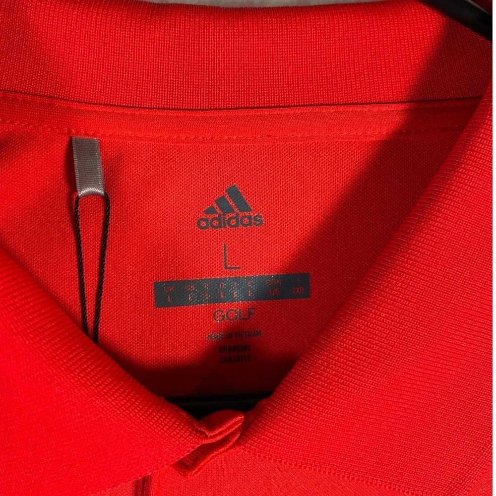 Adidas Golf Mens Hi-Res Red Performance Polo Shirt UPF 50 CY5412 Size L NEW